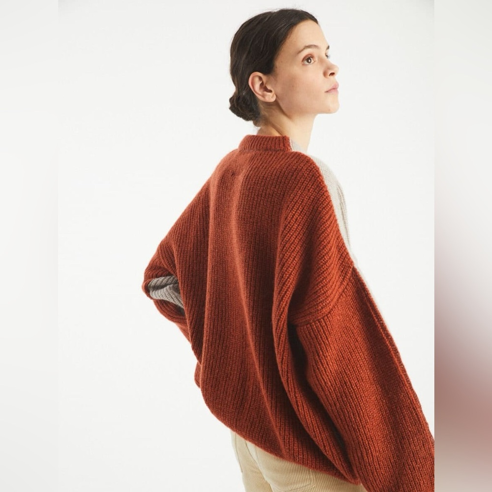 Rita Row Alberta Sweater in Grey/Camel SZ L NWOT